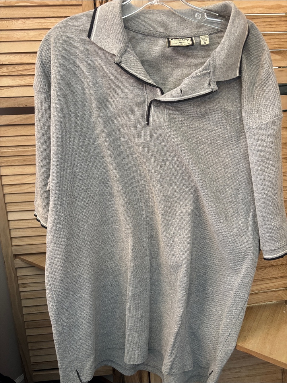 Bugle Boy Heather Gray Polo with Contrast Trim XL
